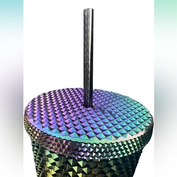 Starbucks 2023 Grande LimitedEdition Halloween Black Bling Oil Slick Tumbler New - Picture 6 of 8